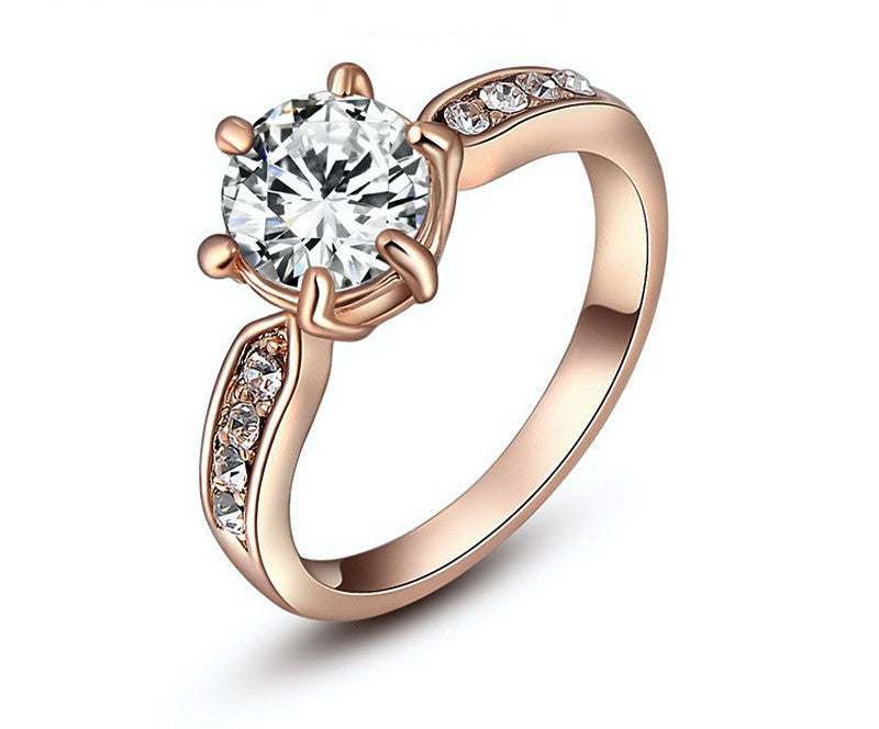 18K Rose Gold Plated Avery Ring with Simulated Diamond