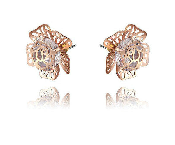 18K Rose Gold Plated Bailey Earrings with Simulated Diamond
