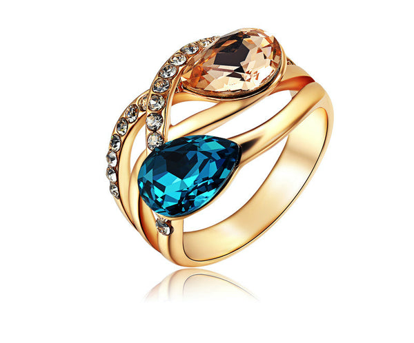 18K Rose Gold Plated Brittany Ring with Simulated Diamond