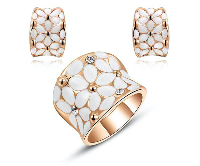 18K Rose Gold Plated Brynlee Earrings and Ring Set with Simulated Diamond