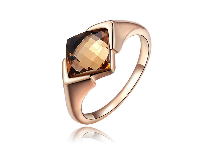 18K Rose Gold Plated Cali Ring with Simulated Diamond