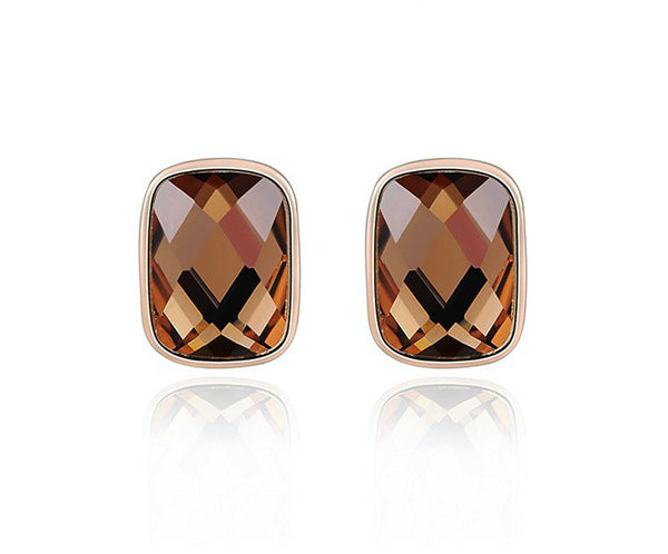 18K Rose Gold Plated Caroline Earrings with Simulated Diamond