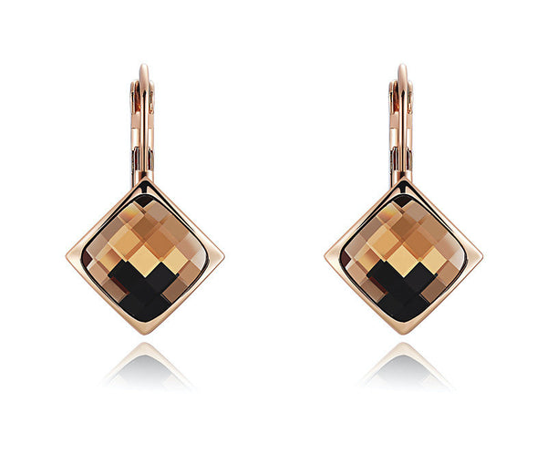 18K Rose Gold Plated Catherine Earrings with Simulated Diamond