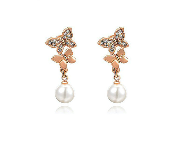 18K Rose Gold Plated Celeste Earrings with Simulated Diamond