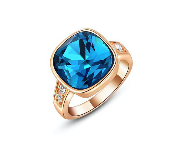 18K Rose Gold Plated Charlie Ring with Simulated Diamond