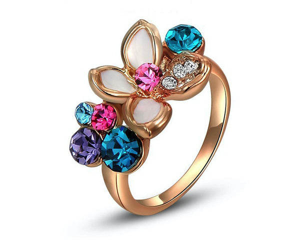 18K Rose Gold Plated Claire Ring with Simulated Diamond