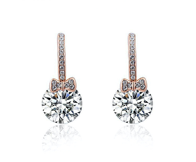 18K Rose Gold Plated Clara Earrings with Simulated Diamond