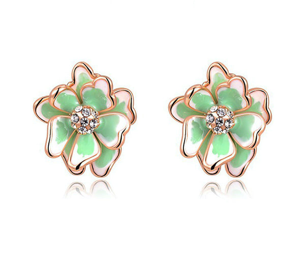 18K Rose Gold Plated Cynthia Earrings with Simulated Diamond