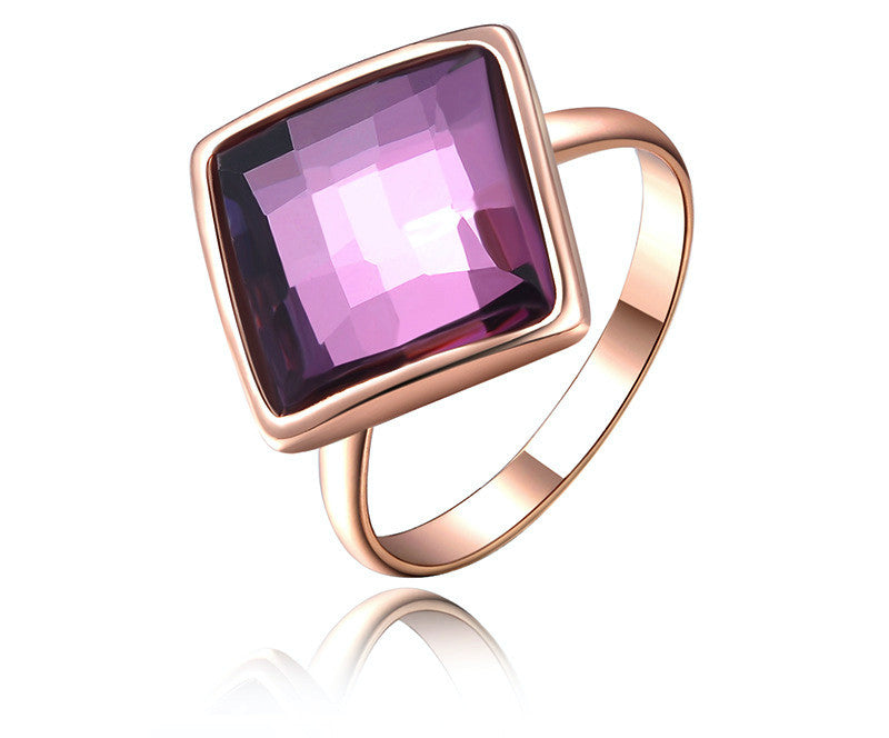 18K Rose Gold Plated Cynthia Ring with Simulated Diamond