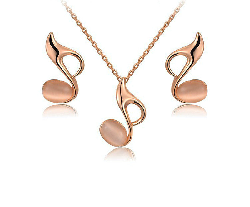 18K Rose Gold Plated Daleyza Necklace and Earrings Set with Simulated Diamond