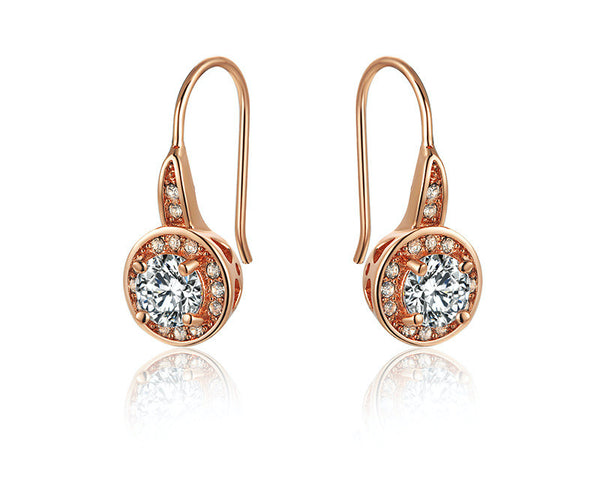 18K Rose Gold Plated Daniella Earrings with Simulated Diamond