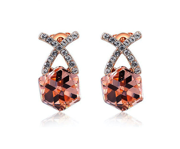 18K Rose Gold Plated Danielle Earrings with Simulated Diamond