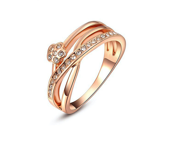 18K Rose Gold Plated Daphne Ring with Simulated Diamond