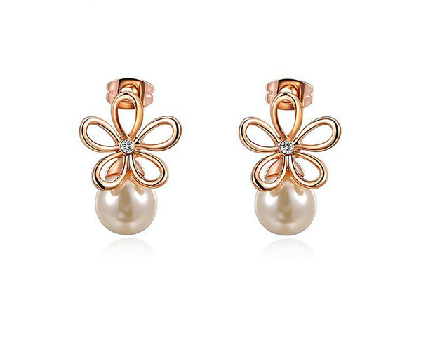 18K Rose Gold Plated Eden Earrings with Simulated Diamond
