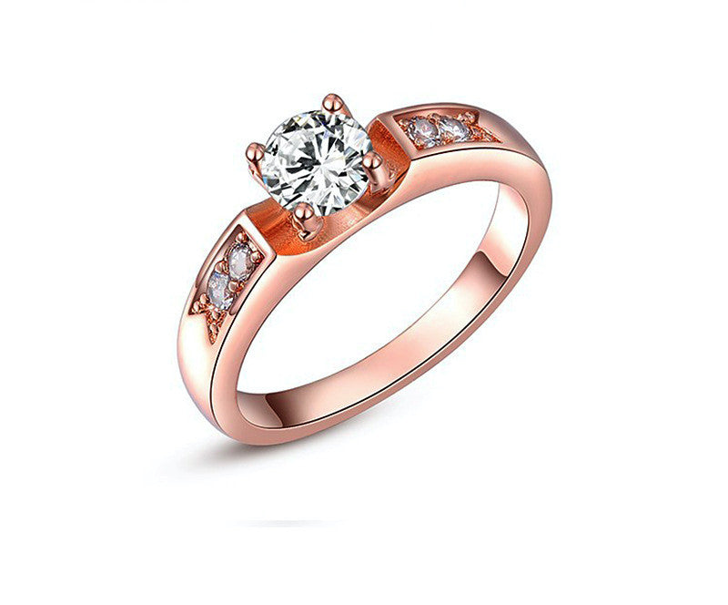 18K Rose Gold Plated Eleanor Ring with Simulated Diamond