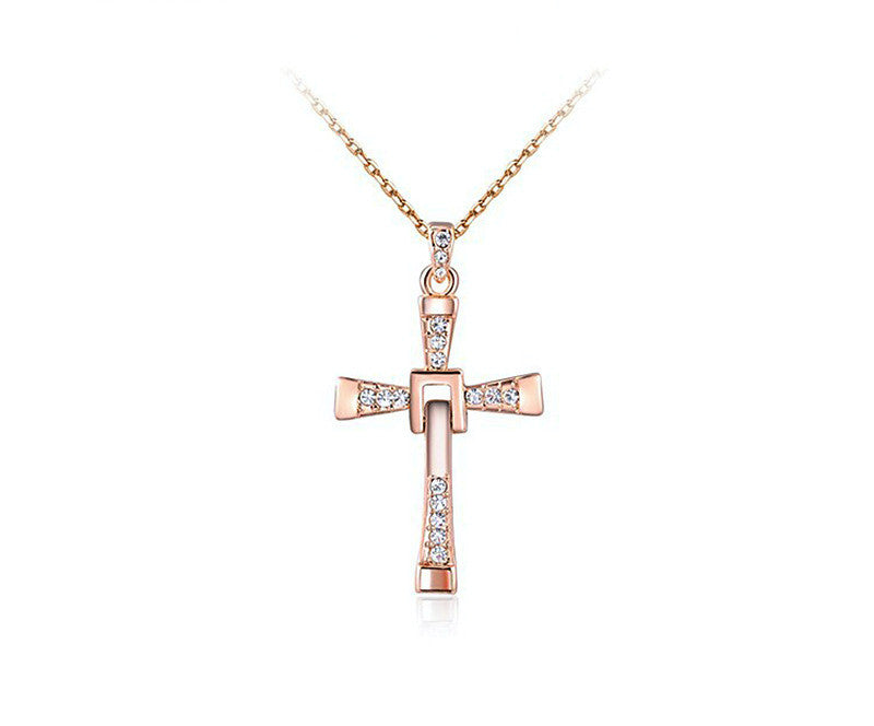18K Rose Gold Plated Elena Necklace with Simulated Diamond