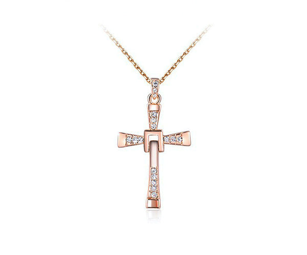 18K Rose Gold Plated Elena Necklace with Simulated Diamond