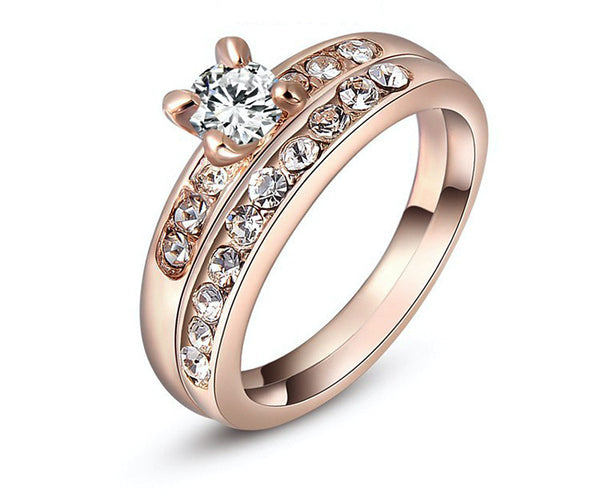 18K Rose Gold Plated Elizabeth Ring with Simulated Diamond