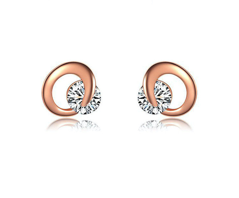 18K Rose Gold Plated Emery Earrings with Simulated Diamond