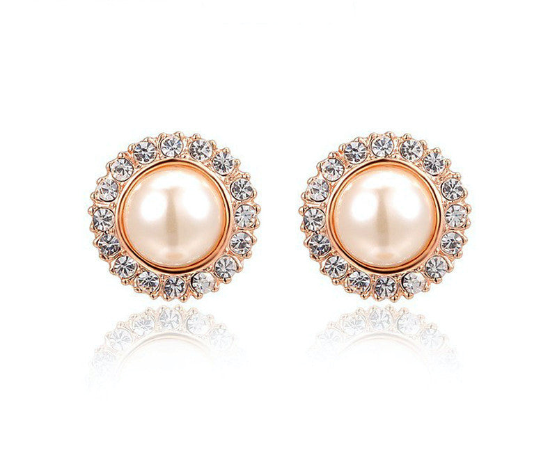 18K Rose Gold Plated Emilia Earrings with Simulated Diamond