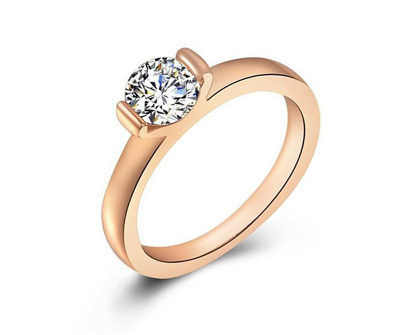18K Rose Gold Plated Emma Ring with Simulated Diamond