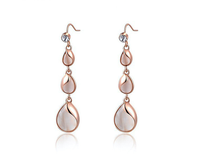 18K Rose Gold Plated Eva Earrings with Simulated Diamond