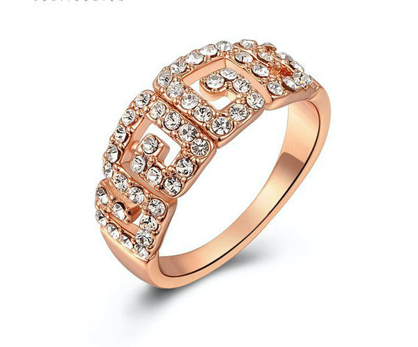 18K Rose Gold Plated Eva Ring with Simulated Diamond