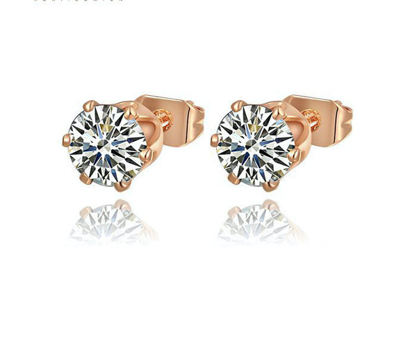 18K Rose Gold Plated Evelyn Earrings with Simulated Diamond