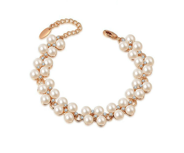 18K Rose Gold Plated Faith Bracelet with Simulated Diamond