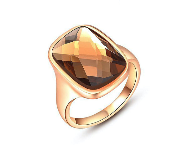 18K Rose Gold Plated Faith Ring with Simulated Diamond