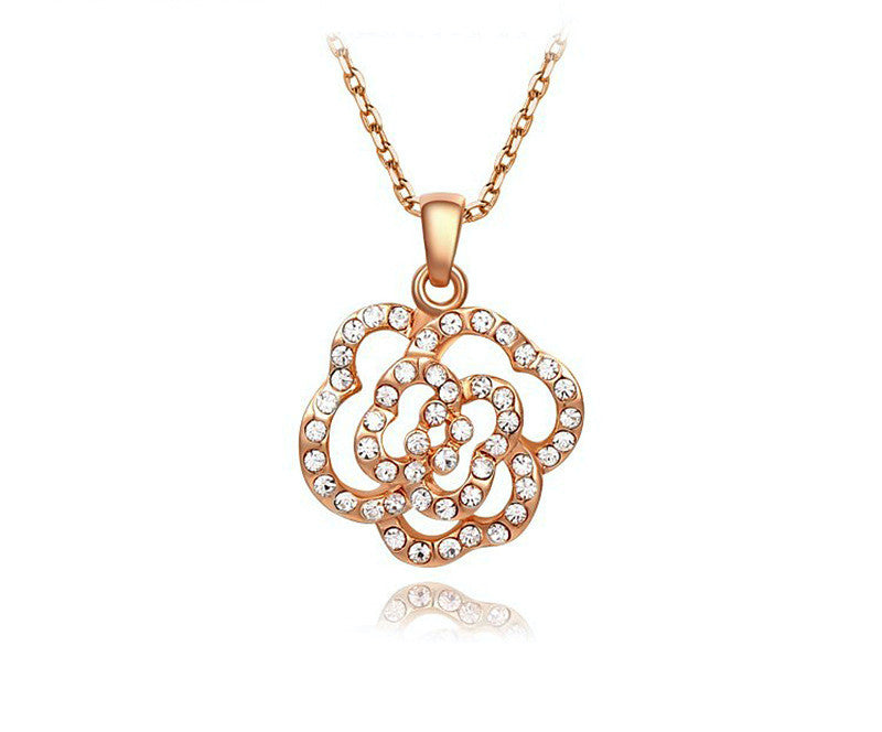 18K Rose Gold Plated Gemma Necklace with Simulated Diamond