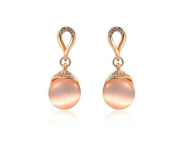 18K Rose Gold Plated Genevieve Earrings with Simulated Diamond