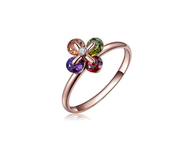 18K Rose Gold Plated Gloria Ring with Simulated Diamond
