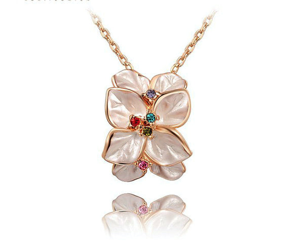 18K Rose Gold Plated Hannah Necklace with Simulated Diamond