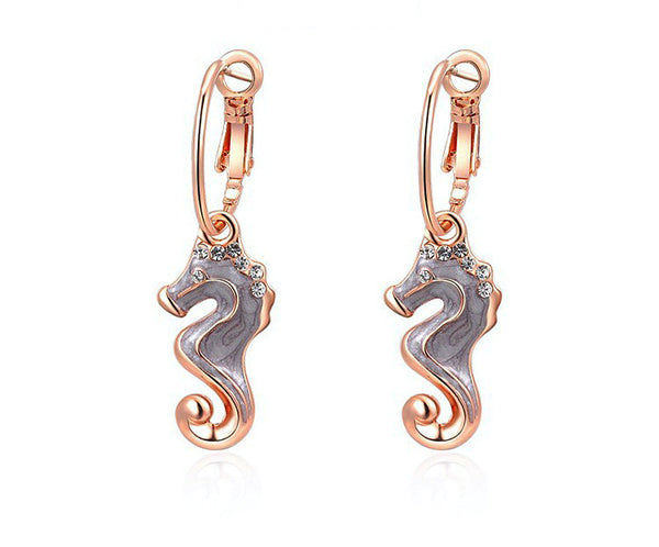 18K Rose Gold Plated Harley Earrings with Simulated Diamond