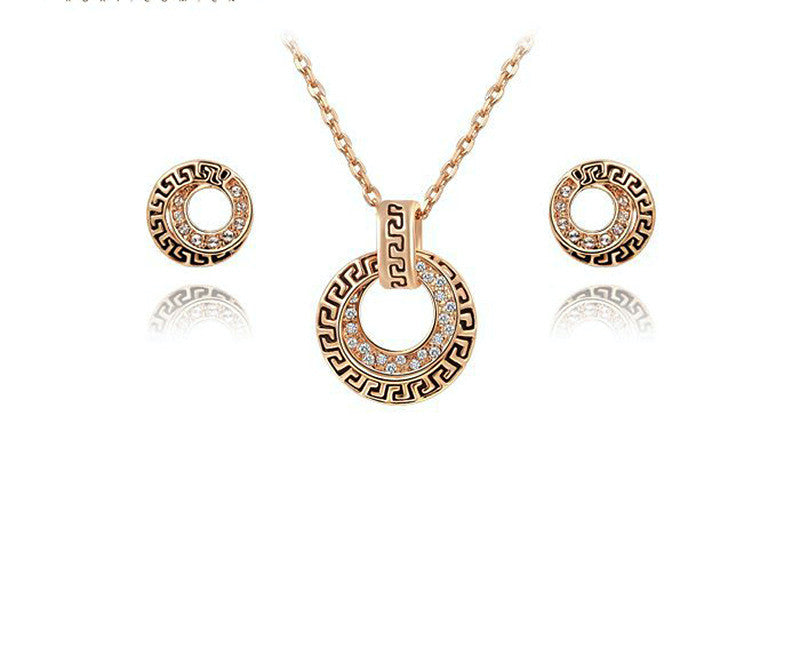 18K Rose Gold Plated Harper Necklace and Earrings Set with Simulated Diamond