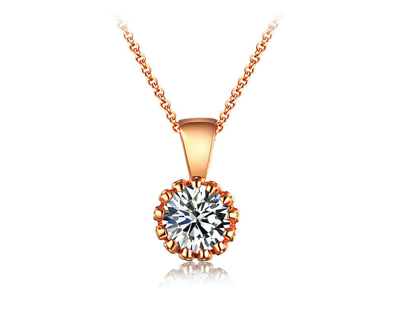 18K Rose Gold Plated Heaven Necklace with Simulated Diamond