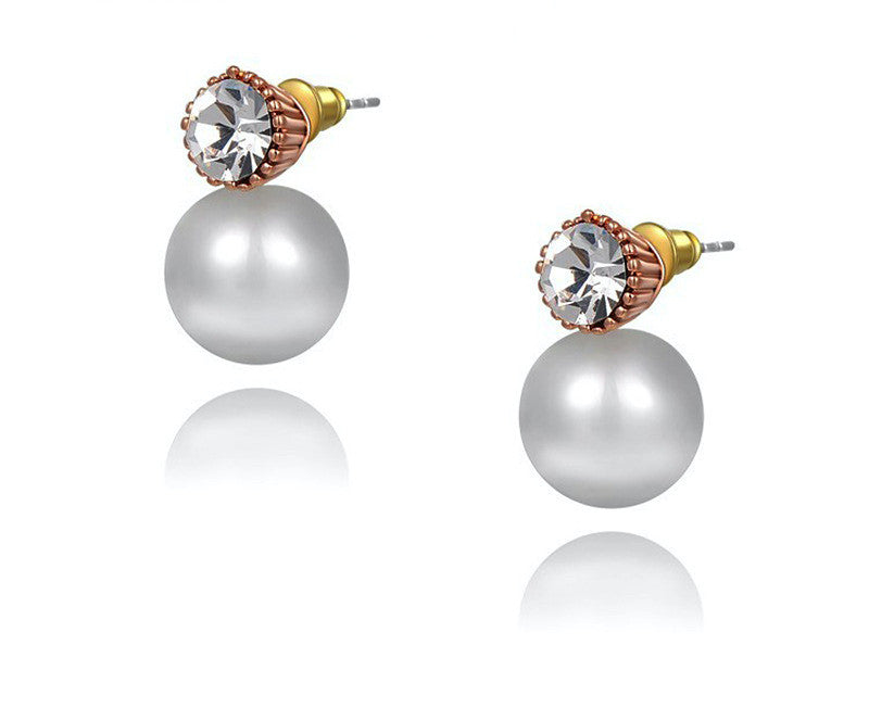 18K Rose Gold Plated Helen Earrings with Simulated Diamond
