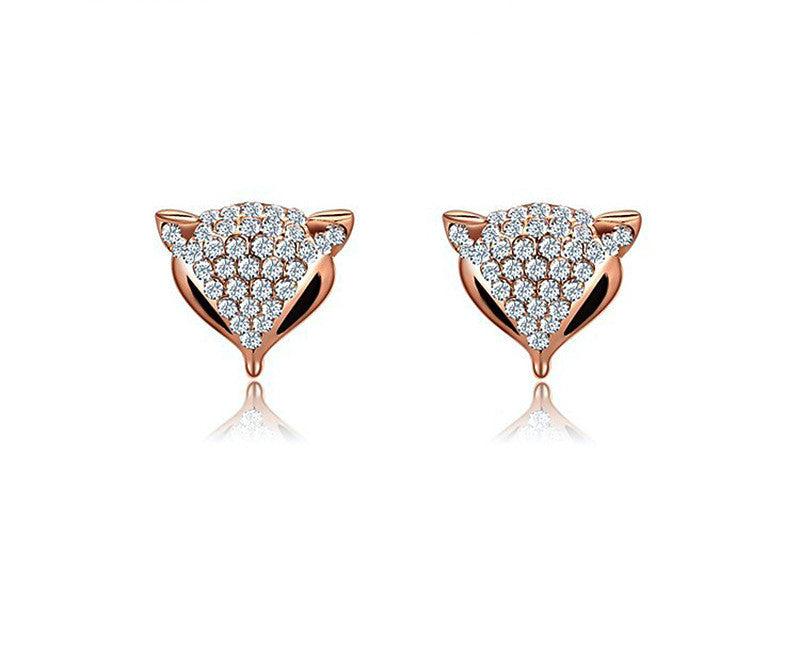 18K Rose Gold Plated Holly Earrings with Simulated Diamond