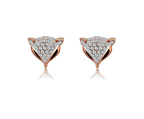 18K Rose Gold Plated Holly Earrings with Simulated Diamond