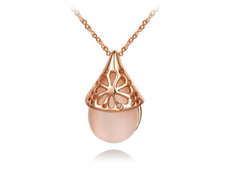 18K Rose Gold Plated Hope Necklace with Simulated Diamond