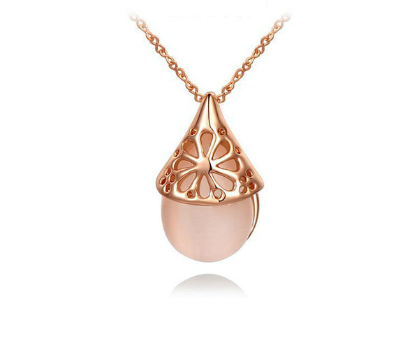 18K Rose Gold Plated Hope Necklace with Simulated Diamond