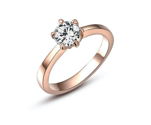 18K Rose Gold Plated Isabelle Ring with Simulated Diamond