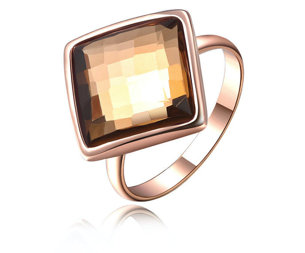 18K Rose Gold Plated Janelle Ring with Simulated Diamond