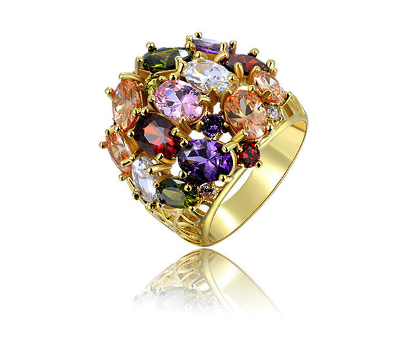 18K Rose Gold Plated Jazmin Ring with Simulated Diamond