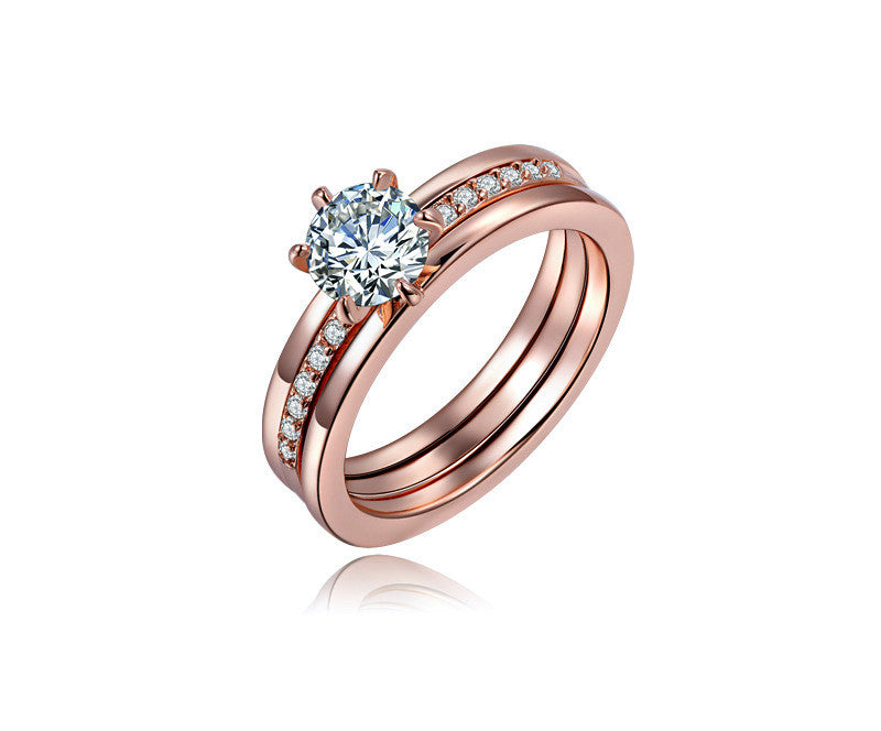 18K Rose Gold Plated Jocelyn Ring with Simulated Diamond