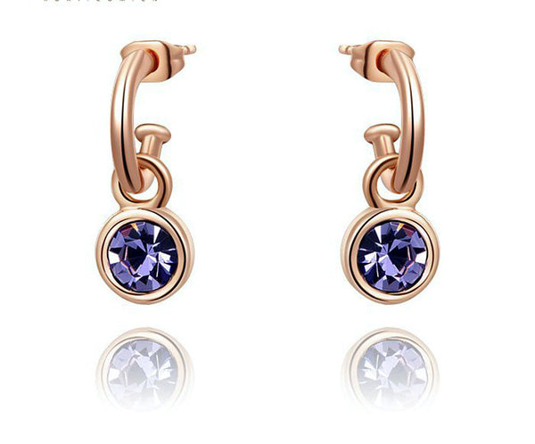 18K Rose Gold Plated Julia Earrings with Simulated Diamond