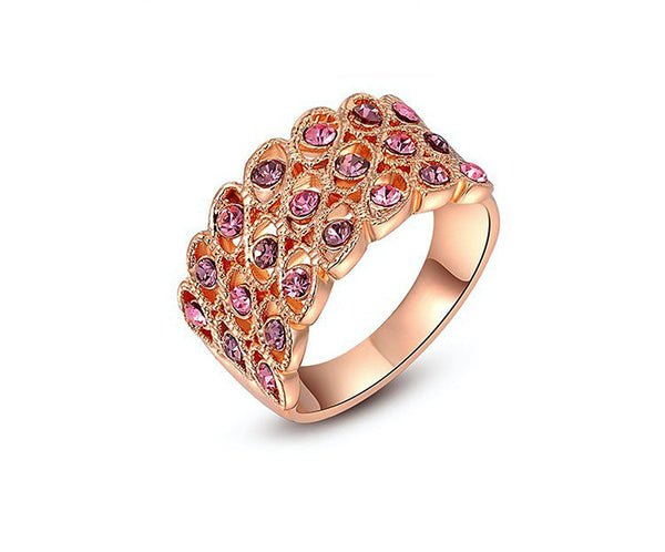 18K Rose Gold Plated Lana Ring with Simulated Diamond