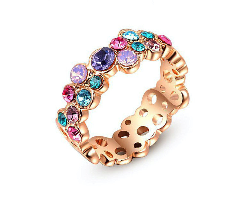 18K Rose Gold Plated Leah Ring with Simulated Diamond