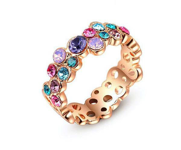 18K Rose Gold Plated Leah Ring with Simulated Diamond